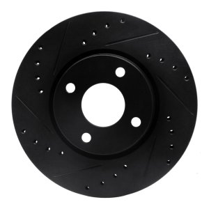 Ford Contour Brake Rotor (1) - Front Left - R1 Concepts - Drilled & Slotted - Black - `98-`04